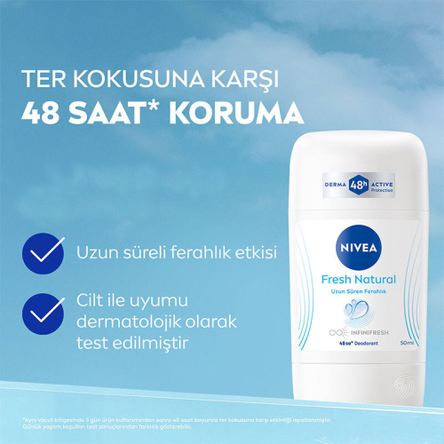 Nivea Kadın Stick Deodorant Fresh Natural 50 ml - Ter Kokusuna Karşı 48 Saat Koruma - 2
