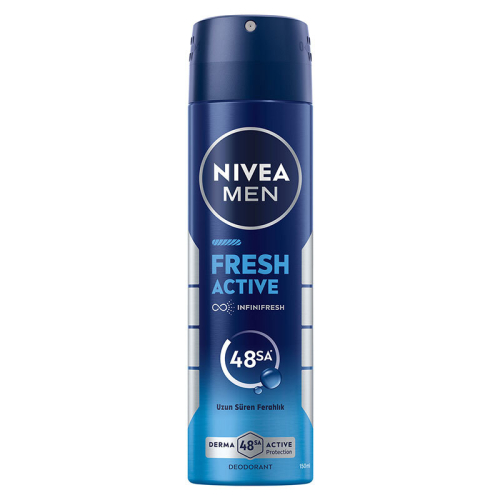 Nivea Men Erkek Sprey Deodorant Fresh Active 150 ml - Ter Kokusuna Karşı 48 Saat Koruma, Uzun Süre Ferahlık - 1