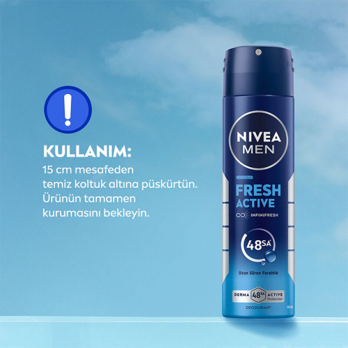 Nivea Men Erkek Sprey Deodorant Fresh Active 150 ml - Ter Kokusuna Karşı 48 Saat Koruma, Uzun Süre Ferahlık - 5