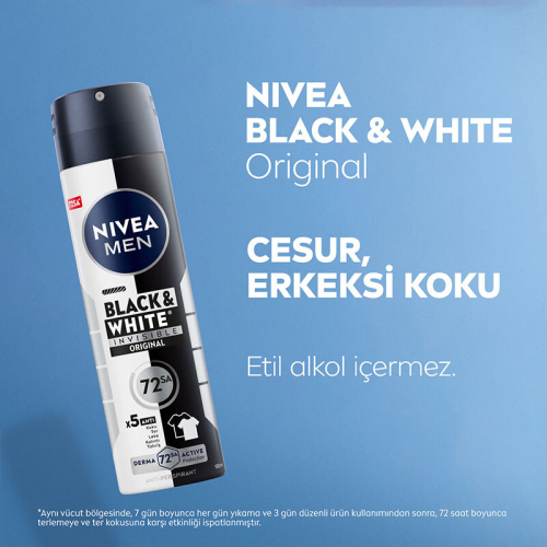 Nivea MEN Erkek Sprey Deodorant Black White Invisible Original 150 ml - 72 Saat Anti-Perspirant Ter Koruma - 4