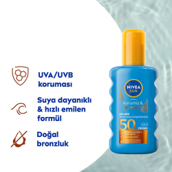 Nivea Sun SPF50 Çift Etkili Yüksek Koruma Ve Bronzluk Güneş Spreyi 200 ml - 2