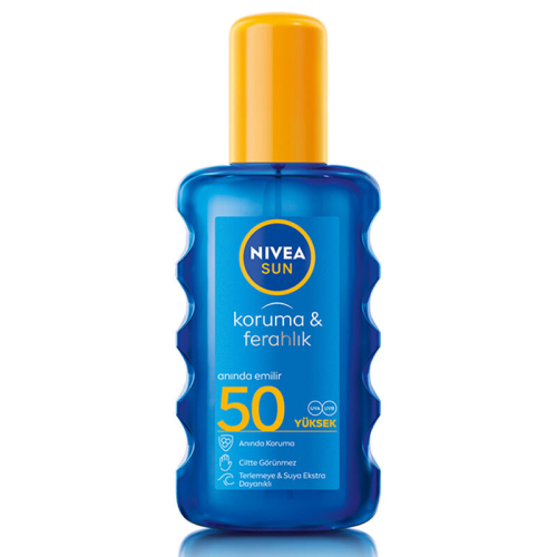 Nivea Sun SPF50 Koruma Ve Ferahlık Güneş Koruyucu Transparan Vücut Spreyi 200 ml - Nivea