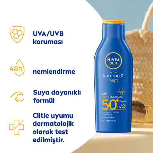 Nivea Sun SPF50 Koruma ve Nemlendirici Güneş Koruyucu Losyon 200 ml - Nivea