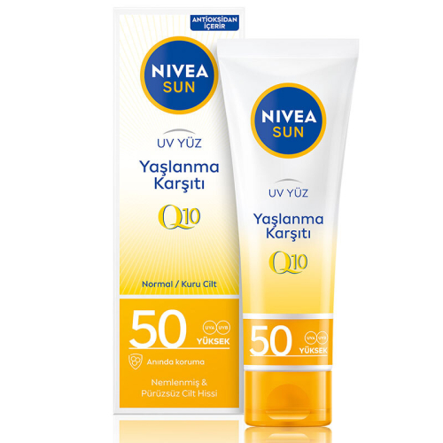 Nivea Sun SPF50 Q10 Yaşlanma ve Kırışıklık Karşıtı Nemlendirici Yüz Kremi 50 ml - Nivea