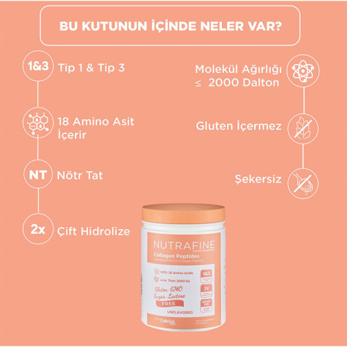 Nutrafine Bovine Collagen Doğal %100 Çifte Hidrolize Tip 1 ve Tip 3 İçeren Kolajen 300 gr - 30 Günlük - 4