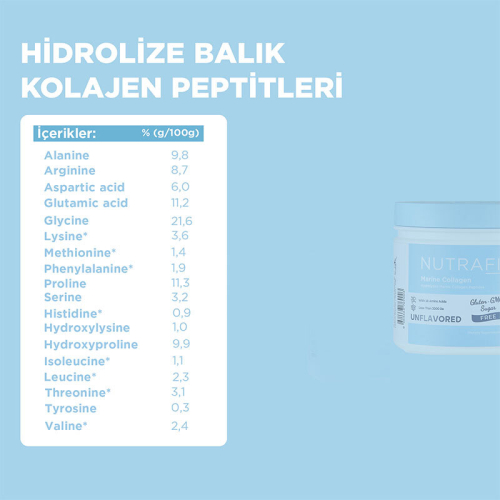 Nutrafine Marine Collagen Doğal %100 Çift Hidrolize Tip 1 Balık Kolajen Peptitler - 210 gr - 4