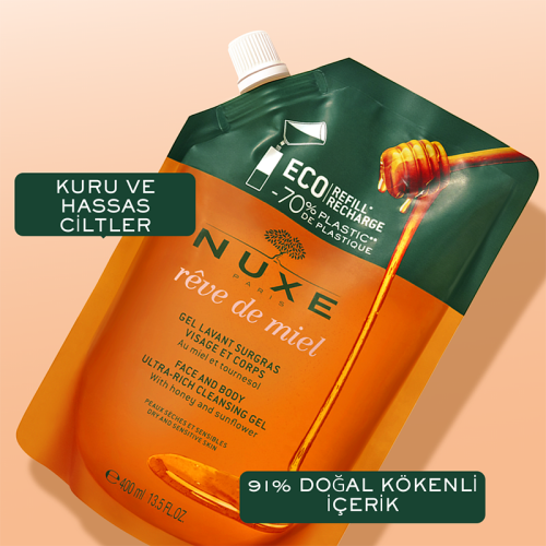 Nuxe Reve de Miel Face and Body Ultra Rich Cleansing Gel 400 ml - Refill - 3