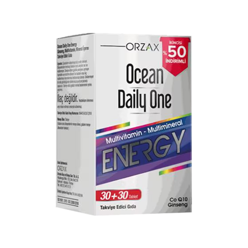 Ocean Daily One Energy 1+1 Multivitamin ve Multimineral İçeren Takviye Edici Gıda (30+30) Tablet - İkincisi %50 İndirimli - Orzax