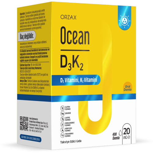 Orzax Ocean D3K2 Vitamin Damla 20 ml - 1