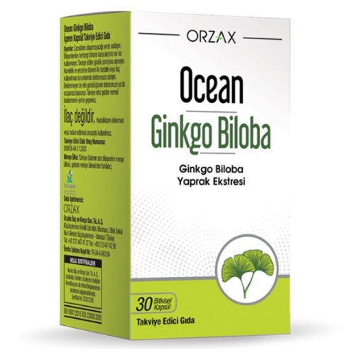 Orzax Ocean Ginkgo Biloba Takviye Edici Gıda 30 Bitkisel Kapsül - Orzax