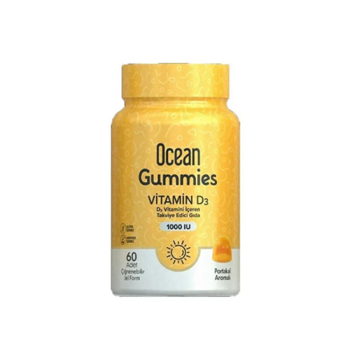 Orzax Ocean Gummies Vitamin D3 1000 IU D3 Vitamini İçeren Takviye Edici Gıda 60 Adet - Orzax