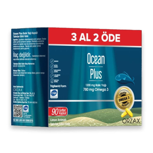 Orzax Ocean Plus Limon Aromalı Takviye Edici 3x30 Kapsül - 3 Al 2 Öde - 1