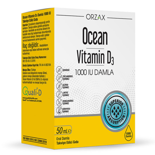 Orzax Ocean Vitamin D3 1000 IU 50 ml Damla - Orzax