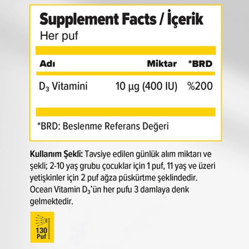 Orzax Ocean Vitamin D3 400 IU Sprey 20ml - 3
