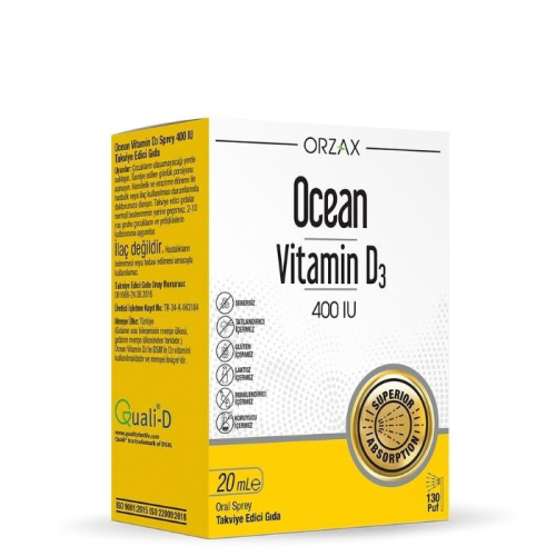 Orzax Ocean Vitamin D3 400 IU Sprey 20ml - Orzax