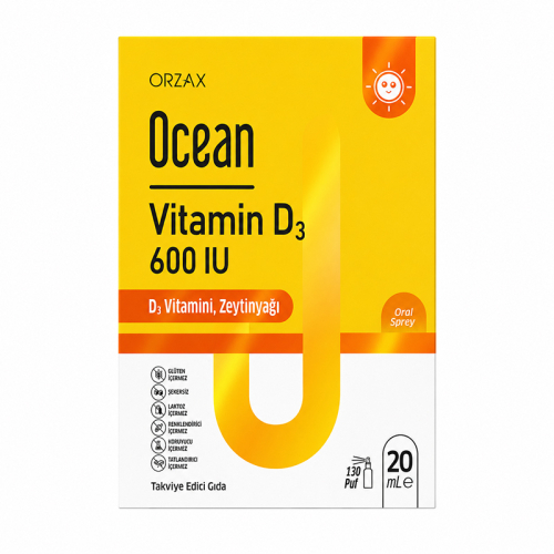 Orzax Ocean Vitamin D3 600 IU Sprey 20ml - Orzax