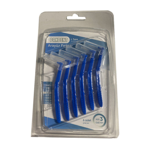 Pakdent L Tipi Arayüz Fırçası - Mavi 0,60 mm - Pakdent