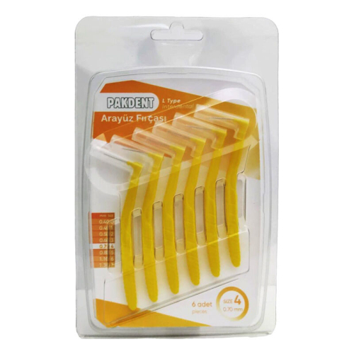 Pakdent L Tipi Arayüz Fırçası - Sarı 0,70 mm - Pakdent