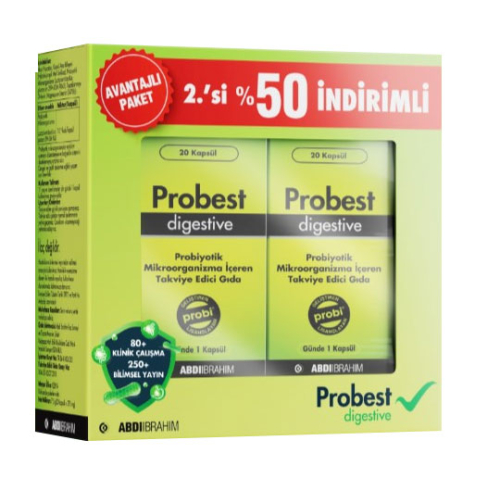 Probest Digestive Takviye Edici Gıda 2x 20 Kapsül - ikincisi %50 İndirimli - Abdi İbrahim