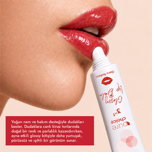 Pure Choice Parlatıcı 3in1 Glossy Lip Balm - Cherry Radiance 10 ml - 3
