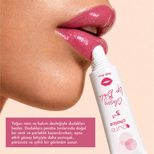 Pure Choice Parlatıcı 3in1 Glossy Lip Balm - Pink Aura 10 ml - 3