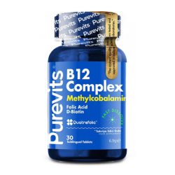 Purevits B12 Complex Takviye Edici Gıda Dilaltı 30 Tablet - 1