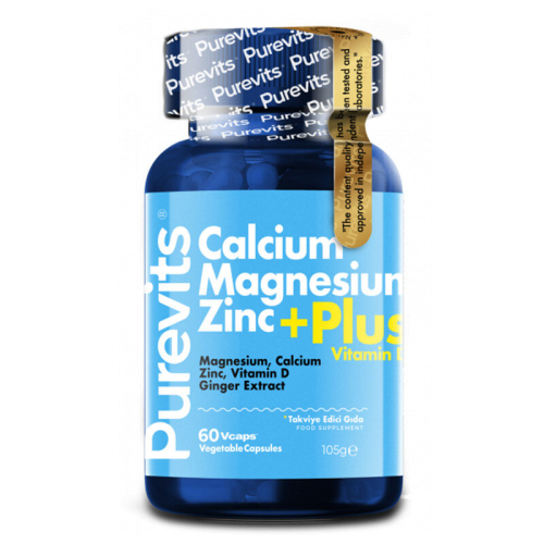 Purevits Calcium Magnesium Zinc+ Plus Vitamin D Takviye Edici Gıda 60 Kapsül - Purevits