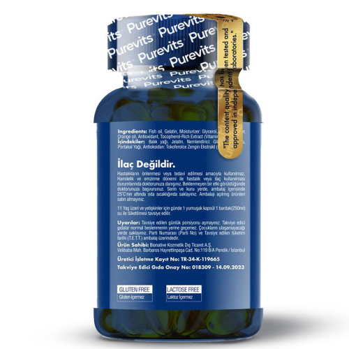 Purevits Omega-3 Fish Oil Takviye Edici Gıda 90 Kapsül - 4