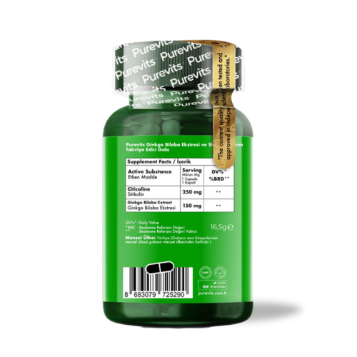Purevits Sitikolin Gingko Biloba Takviye Edici Gıda 30 Kapsül - 3
