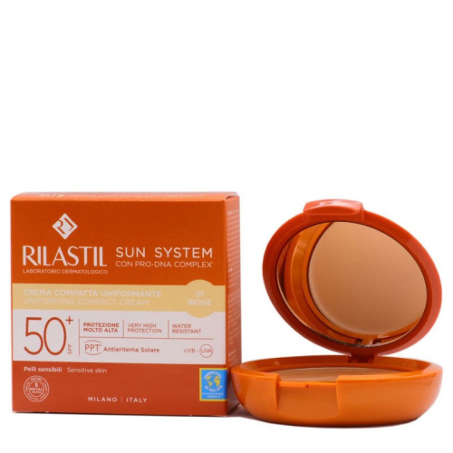 Rilastil Sun System SPF50+ Uniforming Compact Cream 10 gr - 01 Beige - Rilastil