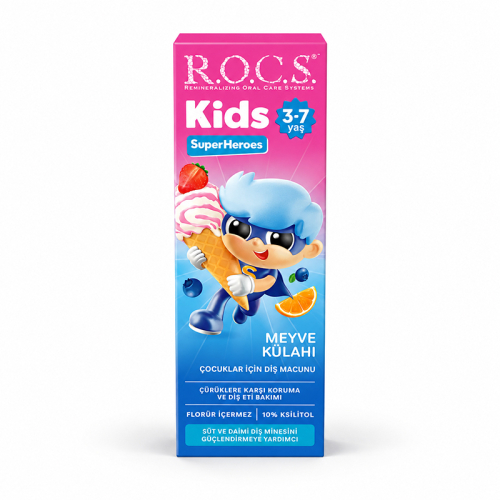 ROCS Kids 3-7 Yaş Meyveli Çocuk Diş Macunu (Meyve külahı) 35ml. - ROCS