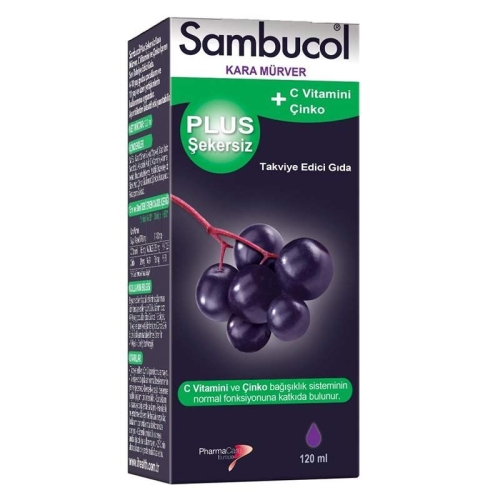 Sambucol Plus Şekersiz C Vitamini + Çinko Takviye Edici Gıda 120 ml - Sambucol