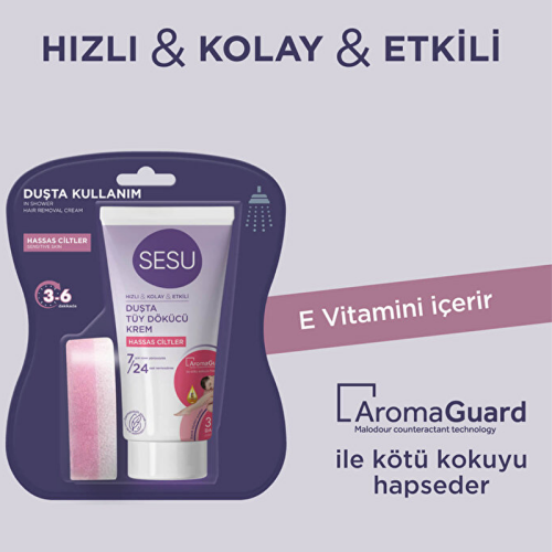 Sesu Duşta Tüy Dökücü Krem Hassas 150 ml - 2