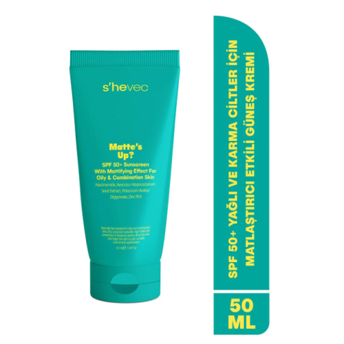 She Vec Matte's SPF50+ Yağlı ve Karma Ciltler için Matlaştırıcı Etkili Güneş Kremi 50 ml - 2