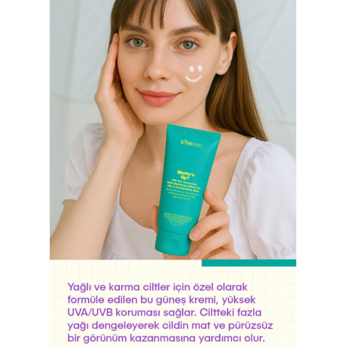 She Vec Matte's SPF50+ Yağlı ve Karma Ciltler için Matlaştırıcı Etkili Güneş Kremi 50 ml - 4
