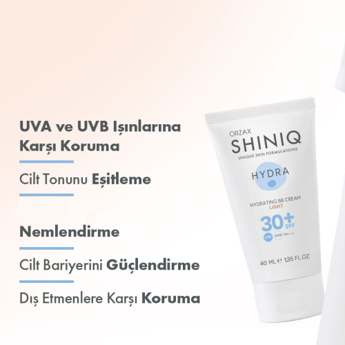 Shiniq Hydra Cilt Tonu Eşitleyici Açık Renkli BB Krem SPF 30 + 40 ml - Light - 3