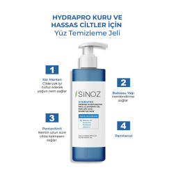 Sinoz Hydrapro Kuru ve Hassas Ciltler İçin Yüz Temizleme Jeli 400 ml - 3