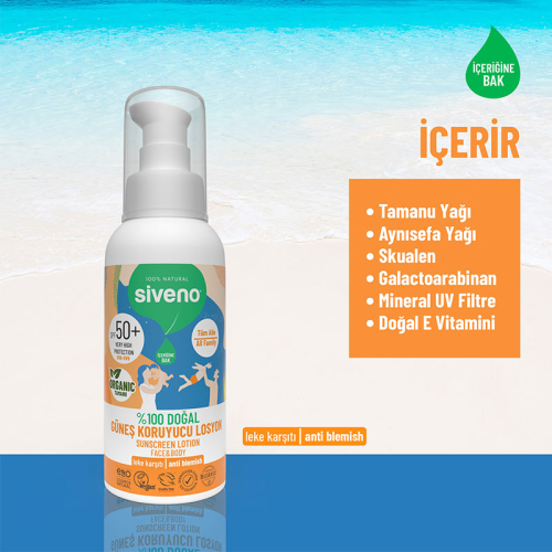 Siveno Tamanu Yağlı Doğal SPF50 Güneş Losyonu 100 ml - 4