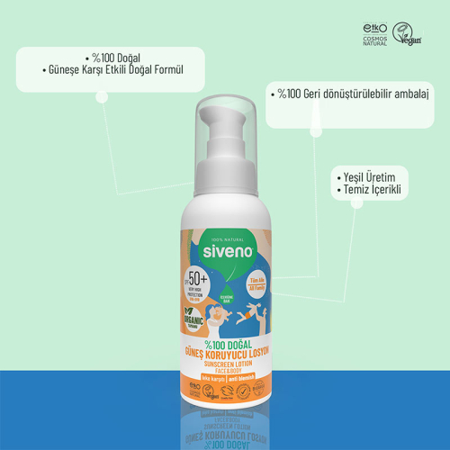 Siveno Tamanu Yağlı Doğal SPF50 Güneş Losyonu 100 ml - 7