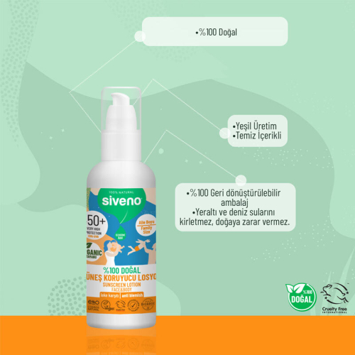 Siveno %100 Doğal Güneş Koruyucu Losyon 100 ml - 3
