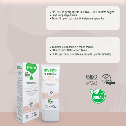 Siveno %100 Doğal Renkli Yüz Güneş Kremi 30 ml - 4