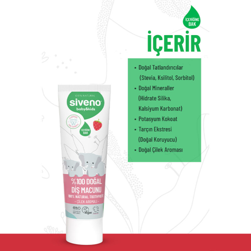 Siveno Bebek ve Çocuklar İçin Diş Macunu 50 ml - Çilekli - 3