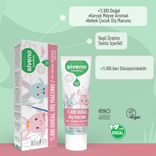 Siveno Bebek ve Çocuklar İçin Diş Macunu 50 ml - Karışık Meyve Aromalı - 6