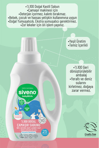 Siveno Çocuk ve Bebek %100 Doğal Çamaşır Sabunu 750 ml - 4