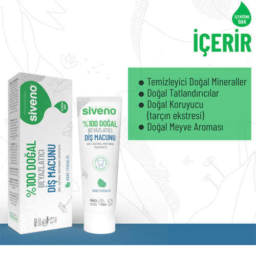 Siveno Doğal Diş Macunu Beyazlatıcı Nane Ferahlığı Florürsüz 65gr - 4