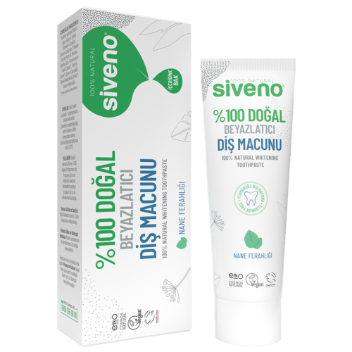 Siveno Doğal Diş Macunu Beyazlatıcı Nane Ferahlığı Florürsüz 65gr - Siveno