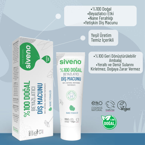 Siveno Doğal Diş Macunu Beyazlatıcı Nane Ferahlığı Florürsüz 65gr - 7