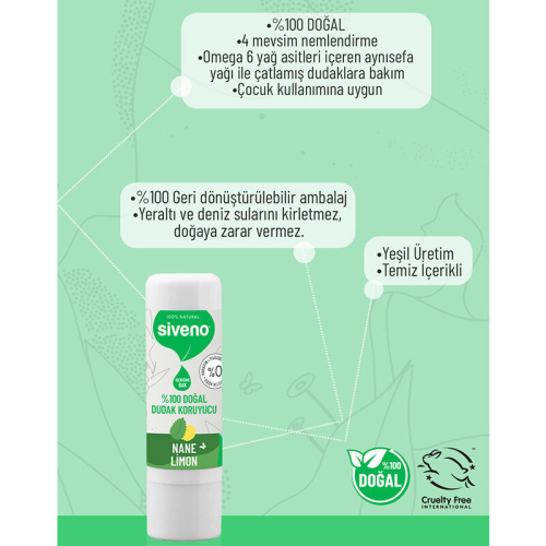 Siveno Doğal Dudak Koruyucu Nane ve Limon 6 gr - 4