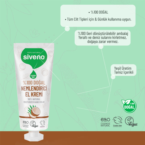 Siveno Doğal El ve Vücut Kremi Hindistan Cevizi Avokado Yoğun Nemlendirici Vegan 30 ml - 5