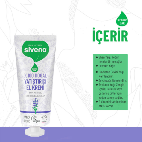 Siveno Doğal El ve Vücut Kremi Lavanta Yoğun Nemlendirici Vegan 30 ml - 2